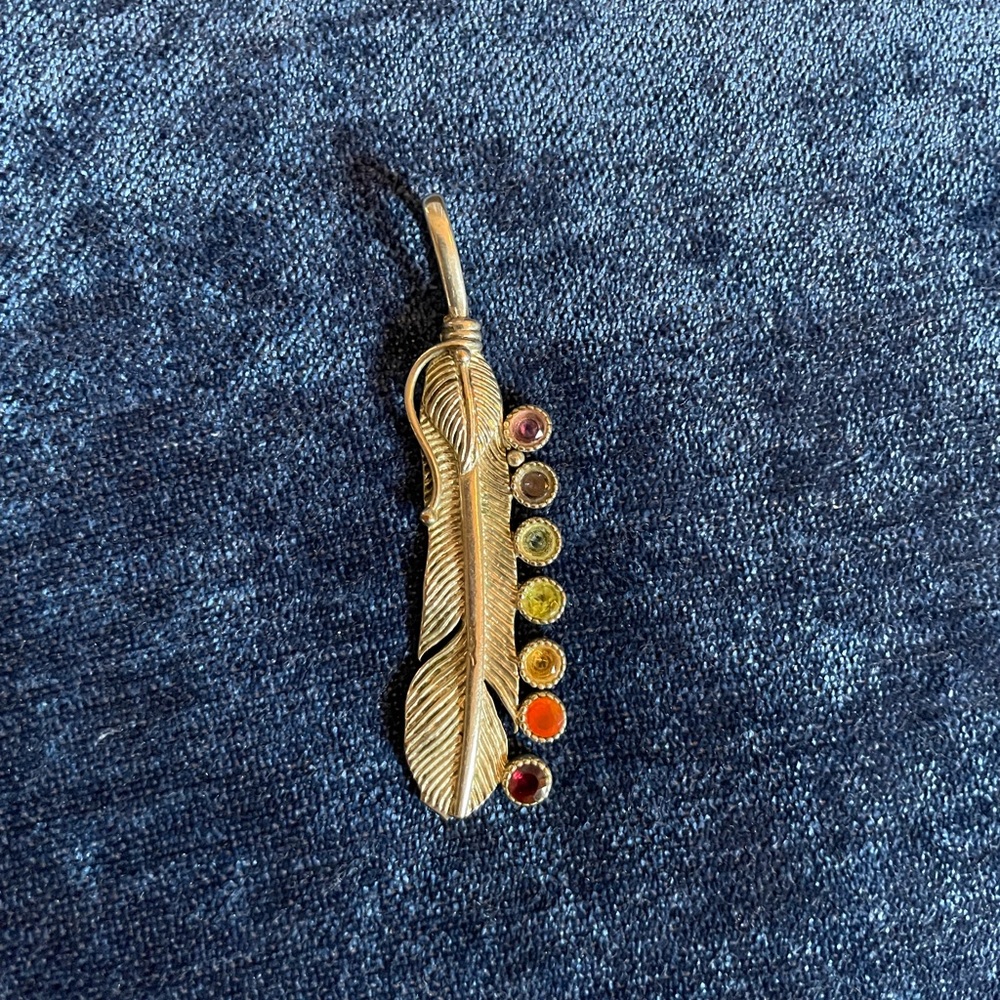 Silver Plated Chakra Feather Pendant